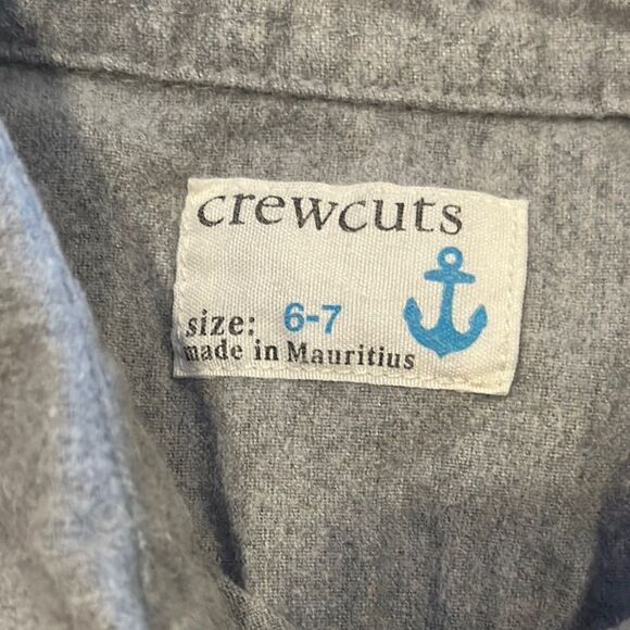 Crewcuts Boys Gray Button-Up Shirt with Brown Elbow Patches - Size 6/7 - Picture 5 of 7